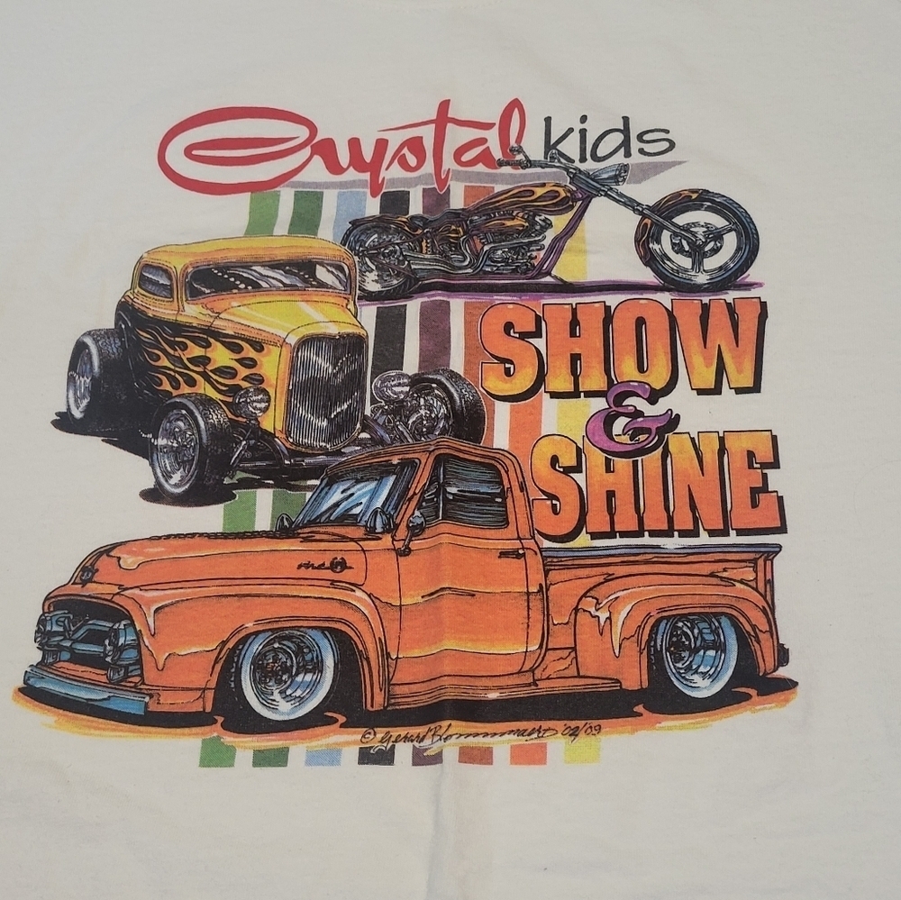 Y2K Crystal Kids Show & Shine T-Shirt XL Gerald Blommaert Hot Rod Car Show